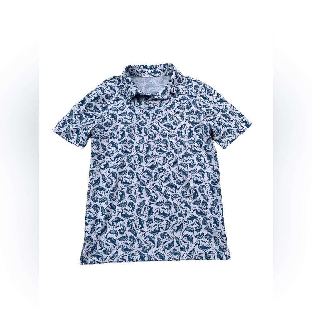 Southern Tide Size M, 8-10, Swordfish Fish Print Performance Polo